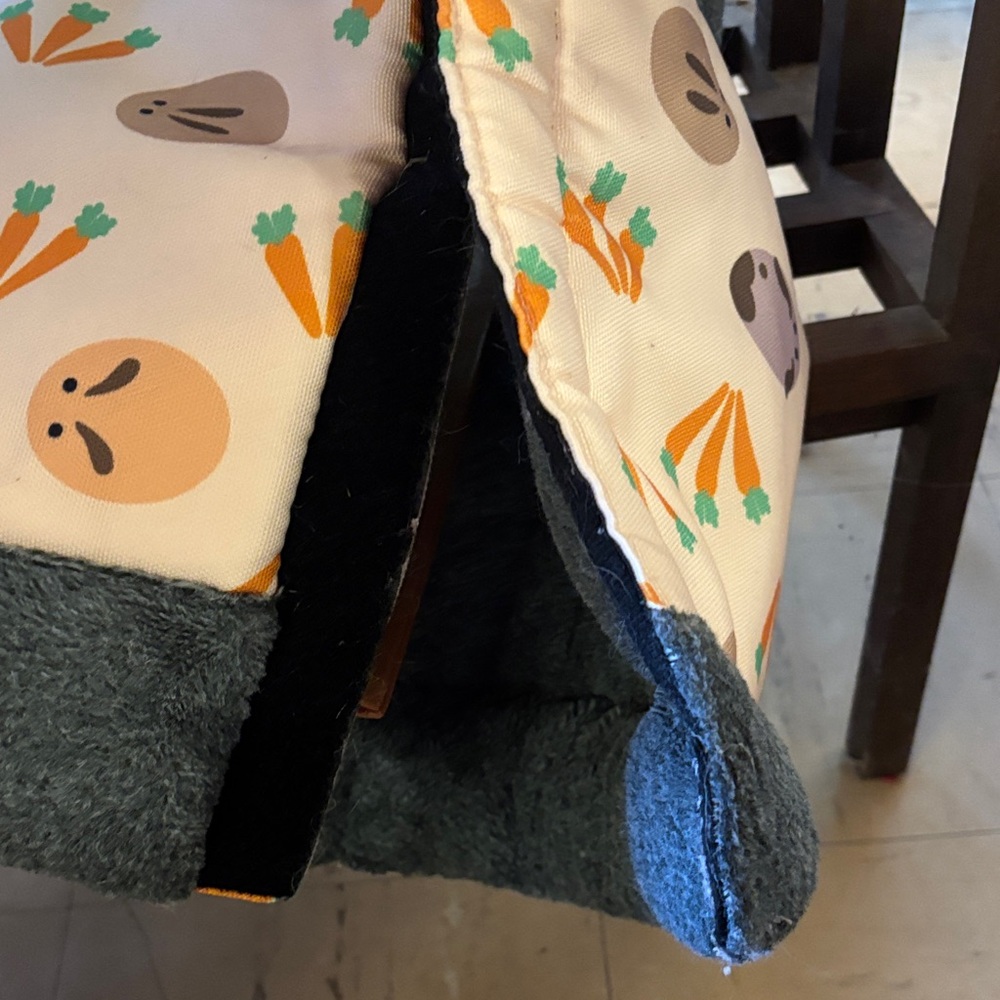Plush Bunny & Carrot Print Baby Crib Bedding Pad - Gray Trim - Picture 3 of 3